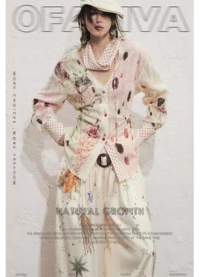 「OfAkiva」Hand-painted Watercolor Cat Print Shirt / Women's Polka Dot Scarf / Tie-Waist Blouse